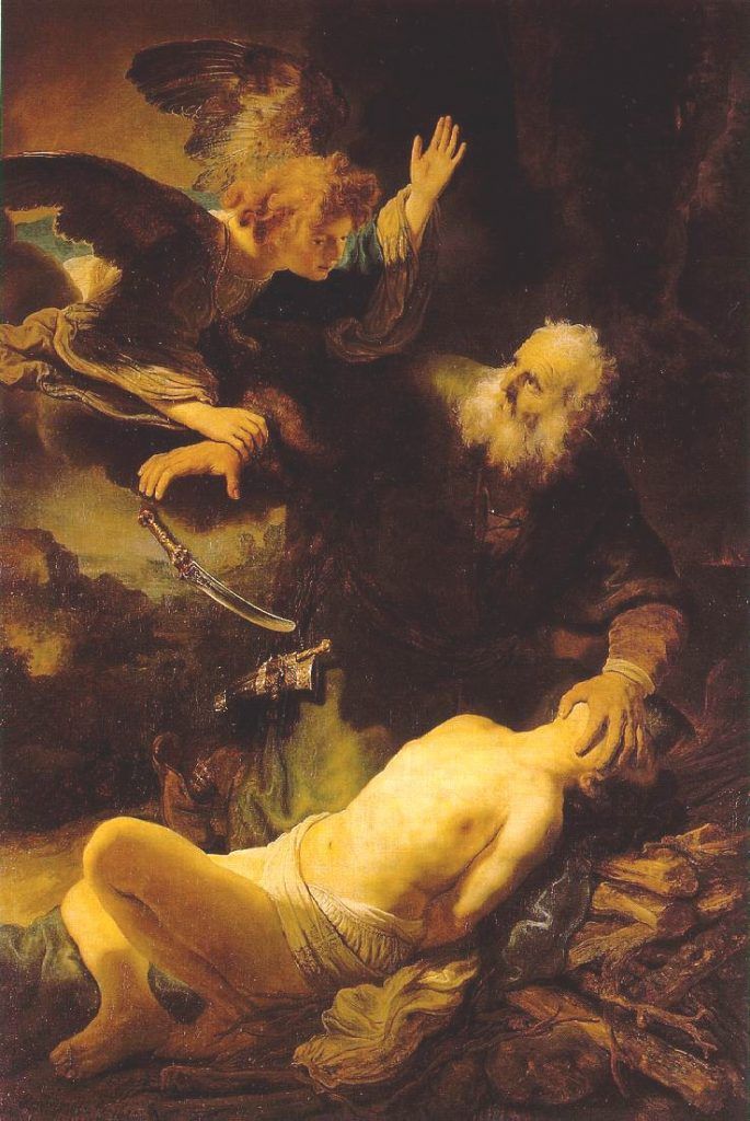 Ангел удерживающий отца от принесения сына в жертву, Рембрандт